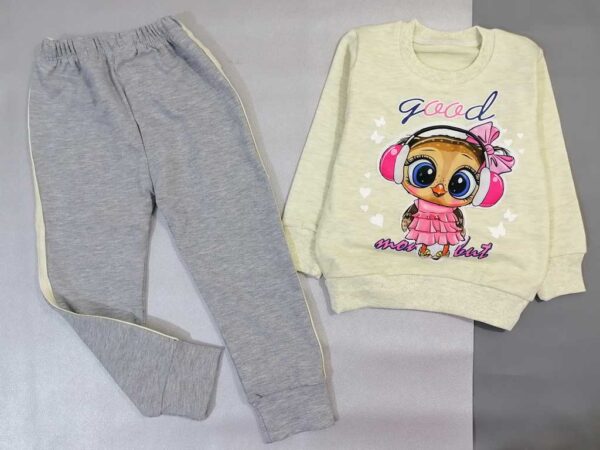 بلوز شلوار دخترانه لیمویی طوسی