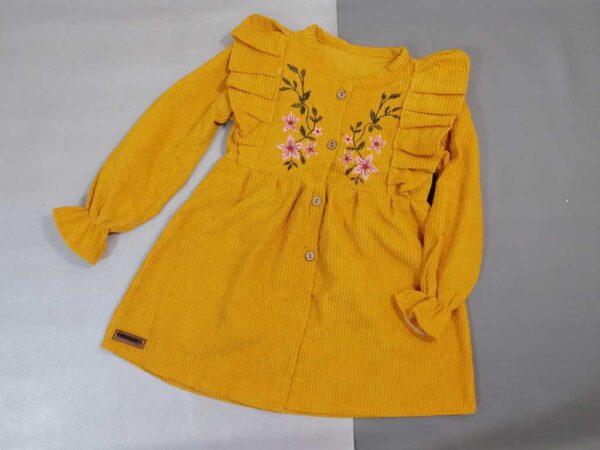 سارافون آستین دار دخترانه خردلی