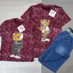 بلوز شلوارک دخترانه زرشکی