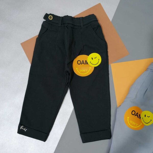 شلوار کتان مام فیت بچه گانه مشکی