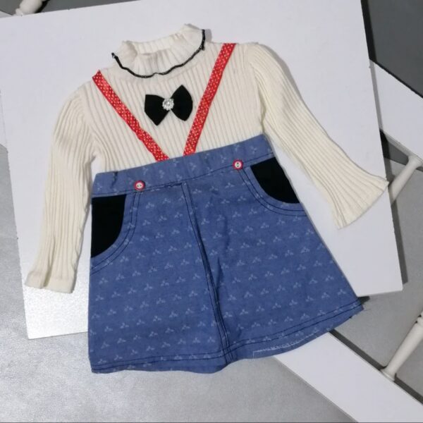 سارافون آستین دار دخترانه طرح دامنی - Image 5