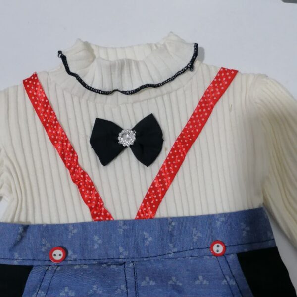 سارافون آستین دار دخترانه طرح دامنی - Image 4