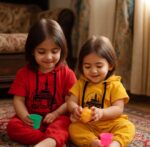 کراپ دخترانه کلاه دار با شلوار بگ | صفر تا 5 سال