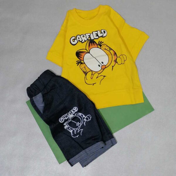 تی شرت شلوارک پسرانه زرد