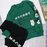 بلوز شلوار بچه گانه سبز شیک طرح میکی مناسب تا 5 سال