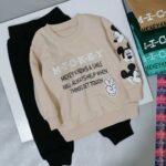 بلوز شلوار بچه گانه کرم شیک طرح میکی مناسب تا 5 سال