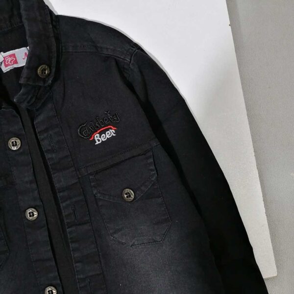 پیراهن دو جیب جین لی مشکی پسرانه مناسب 2 تا 17 سال