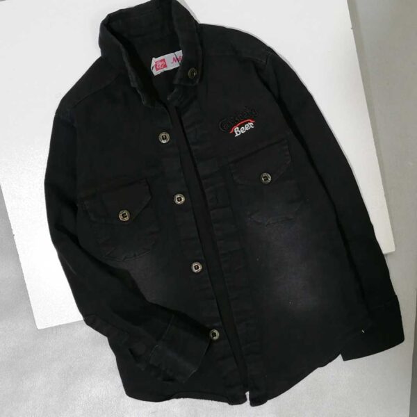 پیراهن دو جیب جین لی مشکی پسرانه مناسب 2 تا 17 سال