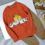 بلوز شلوار بچه گانه طرح گارفیلد نارنجی مناسب 2 تا 7 سال