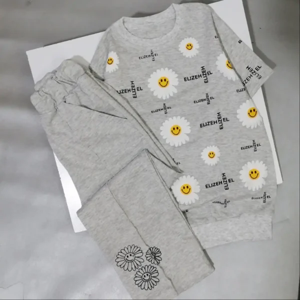 تیشرت شلوار دخترانه بابونه مناسب 5 تا 12 سال - Image 6