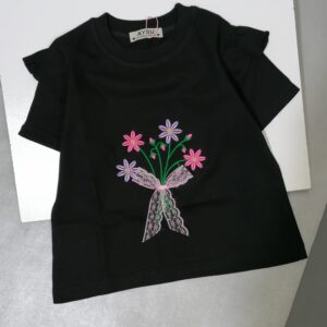 تیشرت مشکی گلدوزی دخترانه مناسب 2 تا 9 سال
