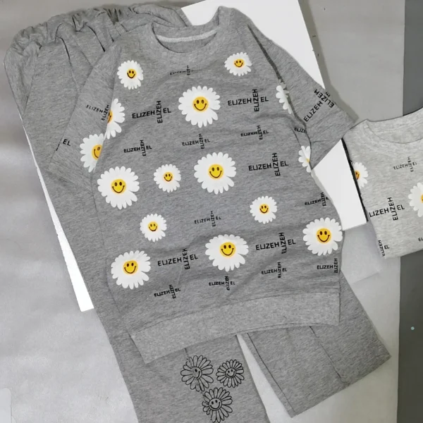 تیشرت شلوار دخترانه بابونه مناسب 5 تا 12 سال - Image 4