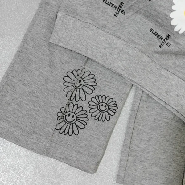 تیشرت شلوار دخترانه بابونه مناسب 5 تا 12 سال - Image 3