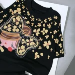 کراپ شلوار دخترانه مشکی طرح فنری مناسب 2 تا 9 سال