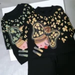 کراپ شلوار دخترانه مشکی طرح فنری مناسب 2 تا 9 سال