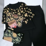 کراپ شلوار دخترانه مشکی طرح فنری مناسب 2 تا 9 سال