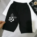 شلوارک دخترانه مشکی گل برجسته مناسب 0 تا 5 سال