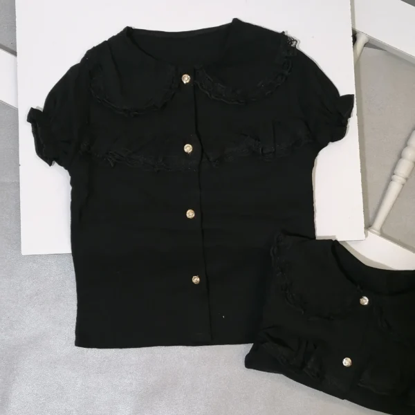 شومیز دخترانه گیپوردار مشکی