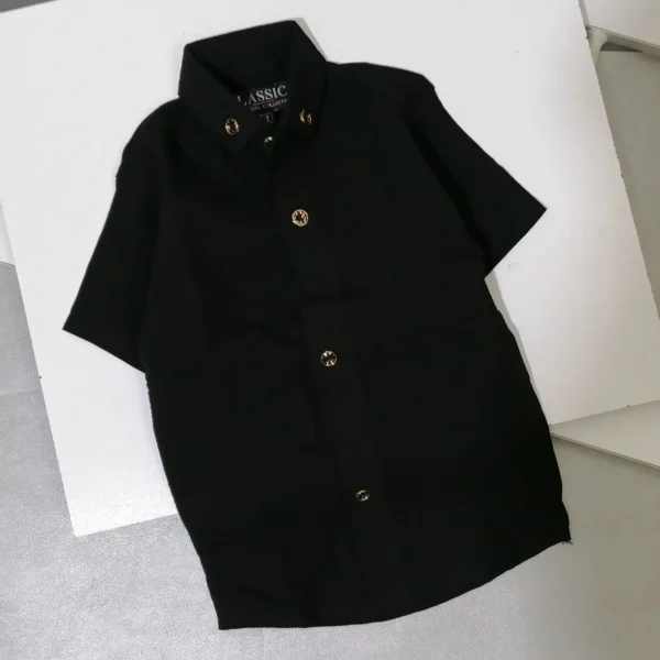 پیراهن پسرانه مشکی محرمی مناسب 2 تا 12 سال