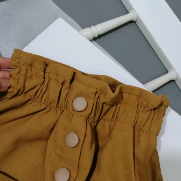 شلوار کتان دو جیب گلدار دخترانه