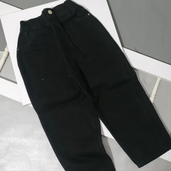 شلوار کتان مام استایل مشکی | 3 تا 17 سال - Image 2