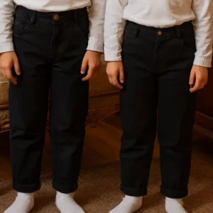 شلوار کتان مام استایل مشکی | 3 تا 17 سال