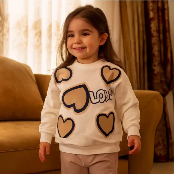 بلوز شلوار دخترانه قلبی شیک | مناسب 2 تا 7 سال - Image 6
