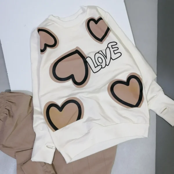 بلوز شلوار دخترانه قلبی شیک | مناسب 2 تا 7 سال - Image 2