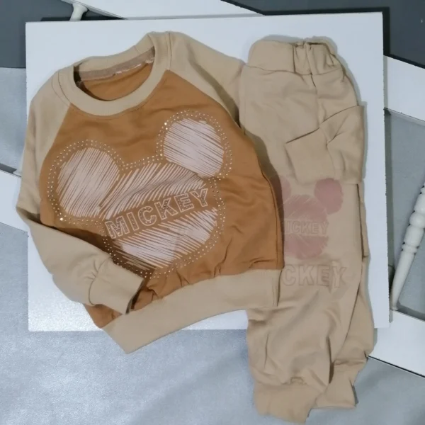 بلوز شلوار دخترانه آستین رگلان نگینی | صفر تا 9 سال - Image 5