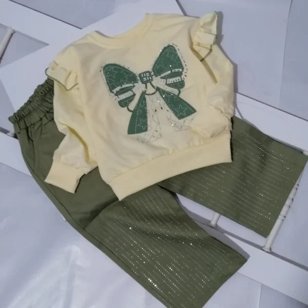 بلوز شلوار دخترانه بگ کتان نگینی | مناسب 2 تا 9 سال - Image 2