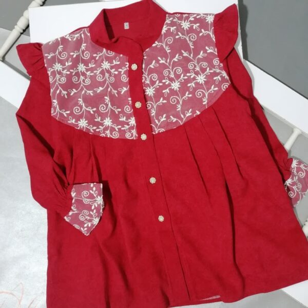 شومیز پیراهنی دانتل دار مناسب 7 تا 17 سال - Image 3