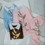 بلوز شلوار دخترانه شیک یقه دار | 3 تا 12 سال