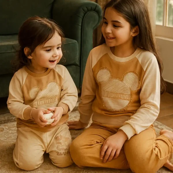 بلوز شلوار دخترانه آستین رگلان نگینی | صفر تا 9 سال - Image 8