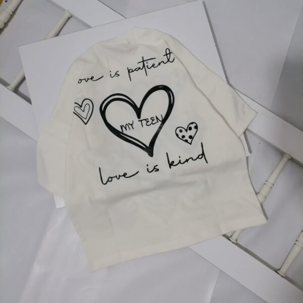 تیشرت لانگ دخترانه قلبی | 5 تا 17 سال - Image 4