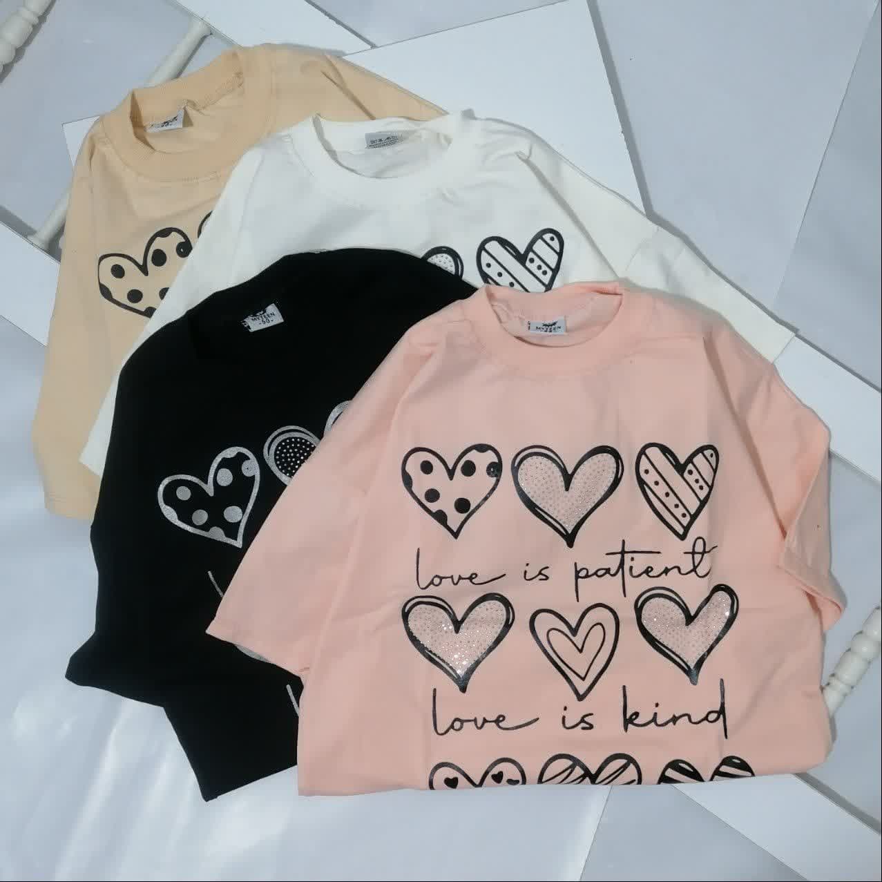 photo_2026-02-19_23-04-39 تیشرت لانگ دخترانه قلبی | 5 تا 17 سال - Image 1