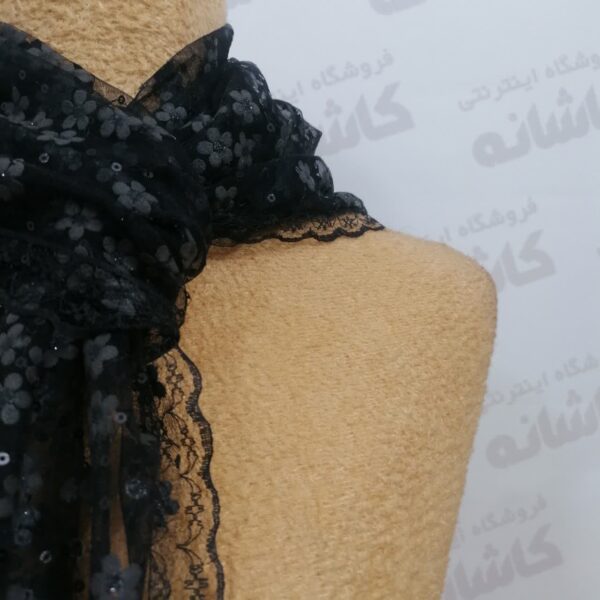 روسری گیپور مشکی مجلسی - Image 2